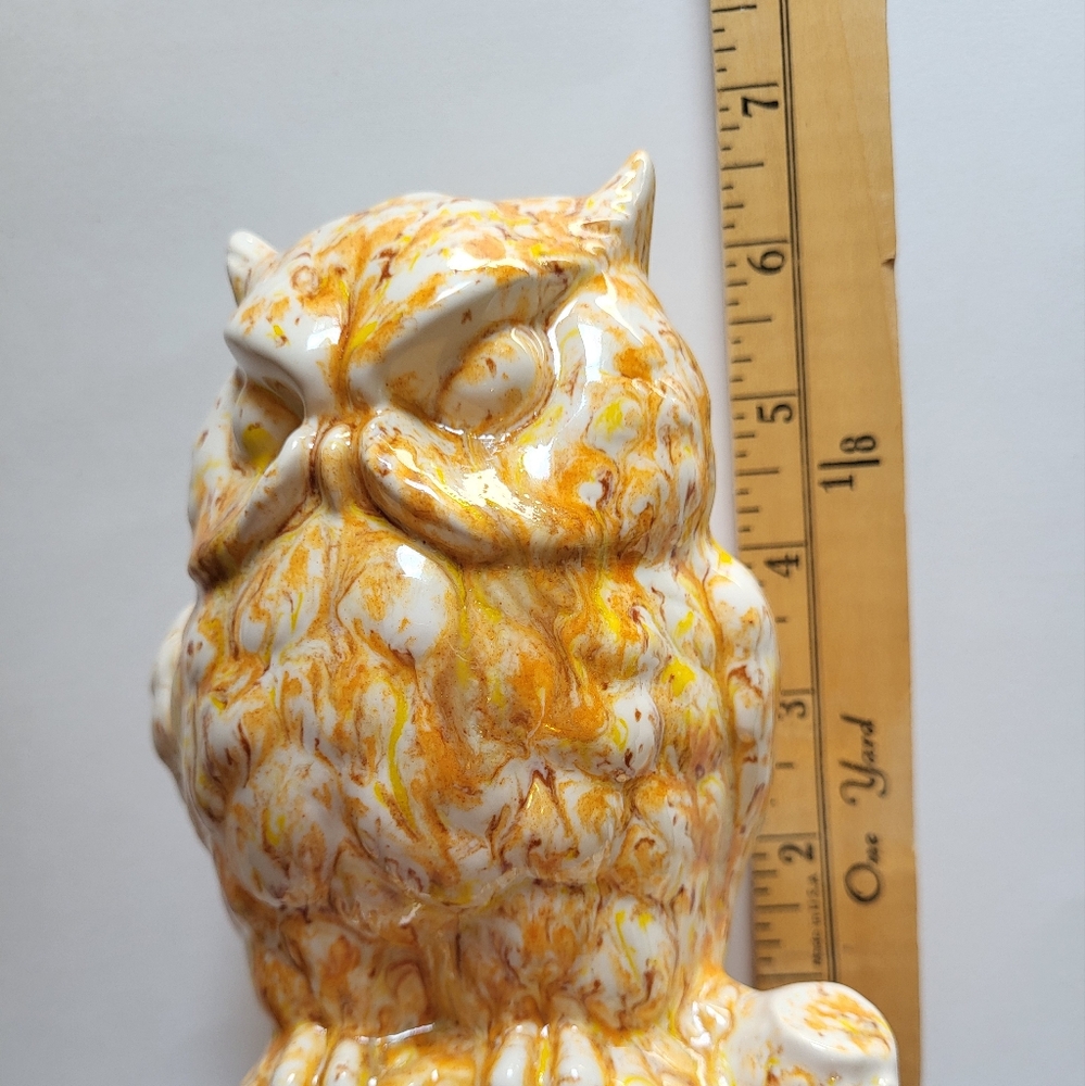 Owl Bank in Orange and Brown Chalkware - Picture 6 of 6